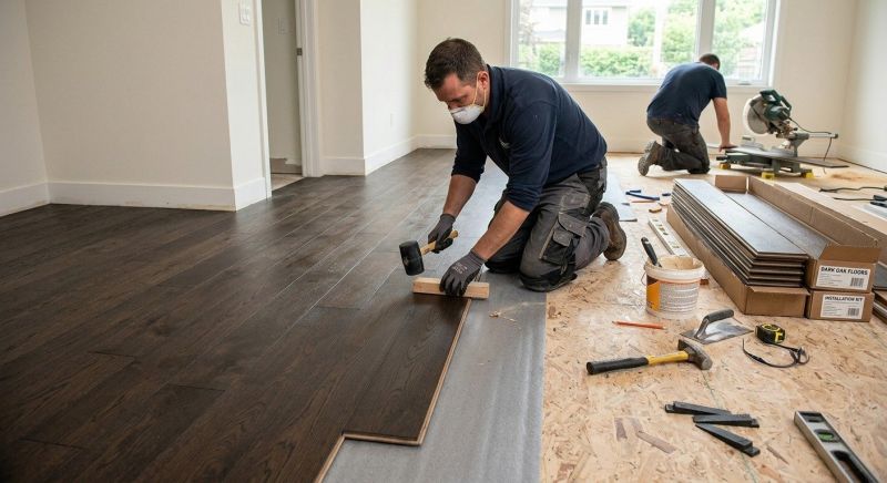 Dark Wood Floor Installation in Pleasanton, CA